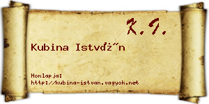 Kubina István névjegykártya